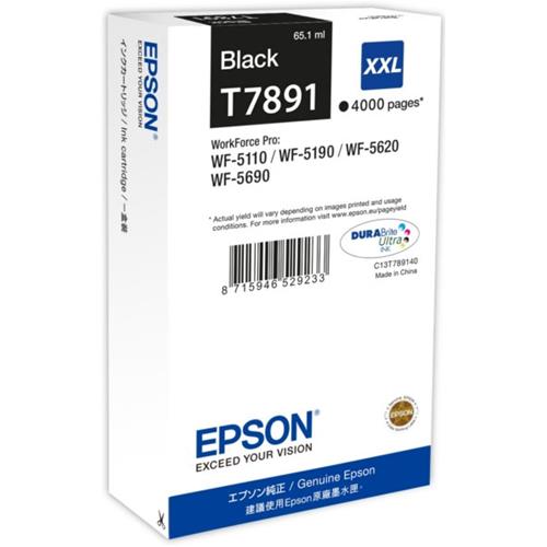 EPSON T7891 TANICA NERO PER WORKFORCE PRO WF-5110DW/WF-5190DW/WF-5620DWF/WF-5690DWF GARANZIA ITALIA (C13T789140)