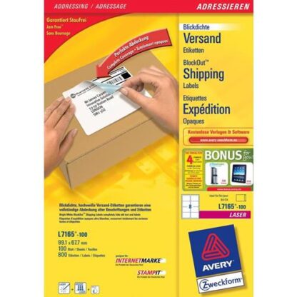 AVERY-ZWECKFORM L7165-100 ETICHETTE AUTOADESIVE 67.7 X 99.1 MM 100 FOGLI X 8 ETICHETTE/FOGLIO BIANCO OPACO