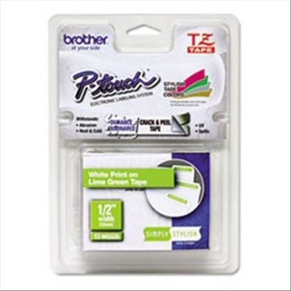 BROTHER TZEMQG35 NASTRO PER ETICHETTATRICE LAMINATO OPACO 12MM X 5M BIANCO/VERDE ACIDO