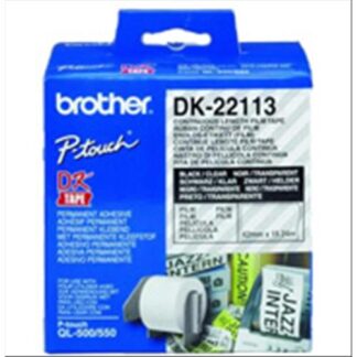 BROTHER DK22113 NASTRO ADESIVO IN PELLICOLA TRASPARENTE STAMPA NERO 62MM X 15.24MT