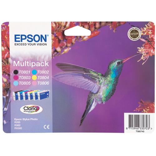 EPSON T0807 MULTIPACK CARTUCCE NERO+CIANO+GIALLO+MAGENTA+CIANO CHIARO+MAGENTA CHIARO