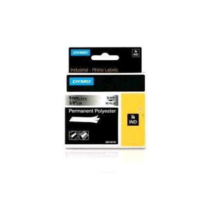 DYMO D1 RHINOPRO NASTRO 9MMx5.5MT COLORE SILVER STAMPA NERO