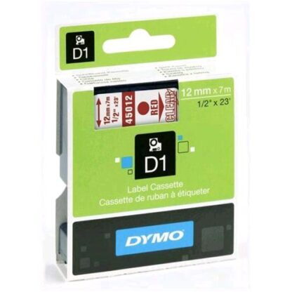 DYMO D1 NASTRO 12MMx7MT TRASPARENTE STAMPA ROSSO (S0720520A)