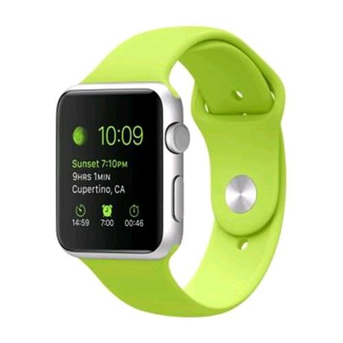 APPLE WATCH SPORT CASSA 38mm ALLUMINIO SILVER CINTURINO GREEN GARANZIA EUROPA