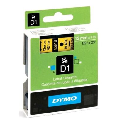 DYMO D1 NASTRO 12MMx7MT IN POLIESTERE COLORE GIALLO STAMPA NERO