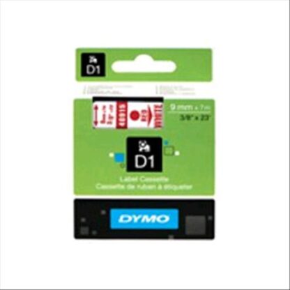 DYMO D1 NASTRO PER ETICHETTE 9MMX7MT COLORE BIANCO STAMPA ROSSO