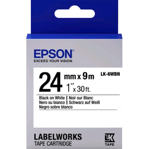 EPSON LK6WBN NASTRO ETICHETTE 24MMx9MT COLORE BIANCO STAMPA NERO
