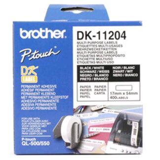BROTHER DK11204 ROTOLO 400 ETICHETTE ADESIVE 17x54 MM COLORE BIANCO FINITURA OPACA