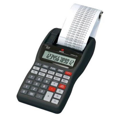 OLIVETTI SUMMA 301 CALCOLATRICE PORTATILE SCRIVENTE 12 CIFRE ALIMENTAZIONE CA/BATTERIE COLORE NERO