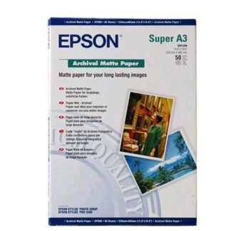 EPSON C13S041340 CONFEZIONE 50 FOGLI CARTA MATTE DA ARCHIVIO FOTOGRAFICO FORMATO A3 192GR/M2 COLORE BIANCO