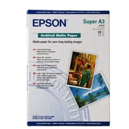 EPSON C13S041340 CONFEZIONE 50 FOGLI CARTA MATTE DA ARCHIVIO FOTOGRAFICO FORMATO A3 192GR/M2 COLORE BIANCO