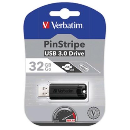 VERBATIM PINSTRIPE PEN DISK 32GB USB 3.0 STORE NGO W/R 30/10MBPS BLACK