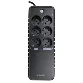 ATLANTIS LAND A03-PS1000 UPS 500W/1.000Va 6xSHUCKO DURATA A META' CARICO IN BLACKOUT 4MIN COLORE NERO