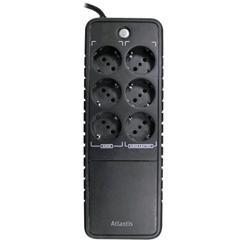 ATLANTIS LAND A03-PS1000 UPS 500W/1.000Va 6xSHUCKO DURATA A META' CARICO IN BLACKOUT 4MIN COLORE NERO