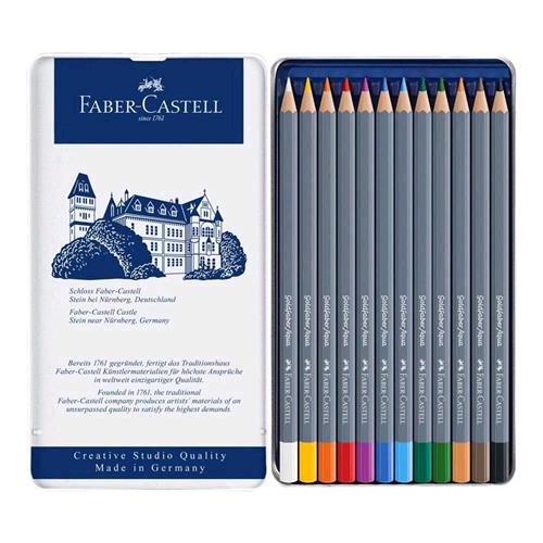 FABER CASTELL AQUA MATITE ASTUCCIO IN METALLO COLORI ASSORTITI 12 Pz.
