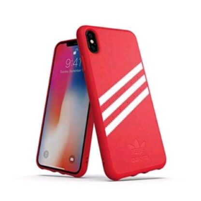 ADIDAS GAZELLE APPLE iPHONE XS MAX CUSTODIA IN TPU E POLIURETANO ROSSO CON RIGHE BIANCHE
