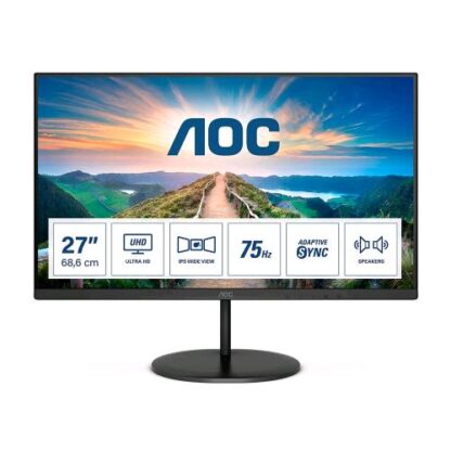 AOC U27V4EA 27" LED IPS 4K UHD 3840 x 2160 PIXEL 60 HZ ADAPTIVESYNC ALTOPARLANTI INCORPORATI HDMI DISPLAYPORT NERO