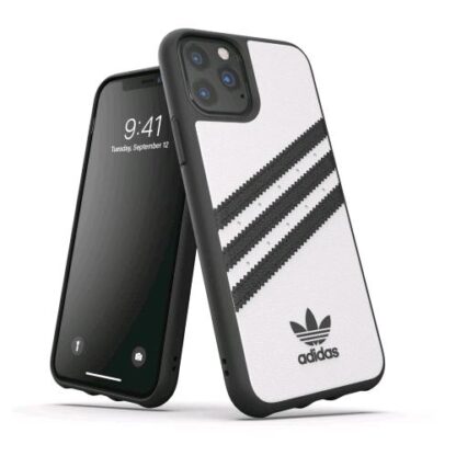 ADIDAS APPLE iPHONE 11 PRO MAX COVER IN TPU E POLIURETANO BIANCO NERO