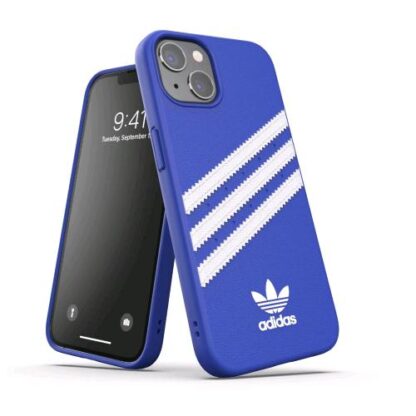 ADIDAS APPLE iPHONE 13/ 13 PRO SAMBA CUSTODIA IN TPU E POLIURETANO SIMILPELLLE BIANCO/BLU