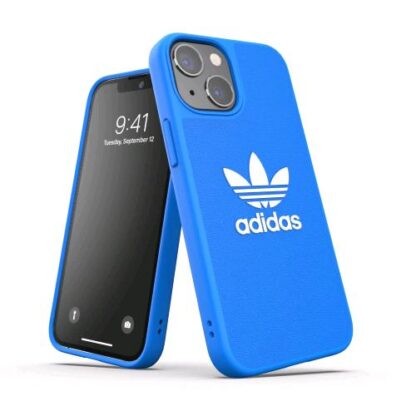 ADIDAS ADICOLOR APPLE iPHONE 13 MINI CUSTODIA IN TPU E POLIURETANO BLU CON LOGO BIANCO