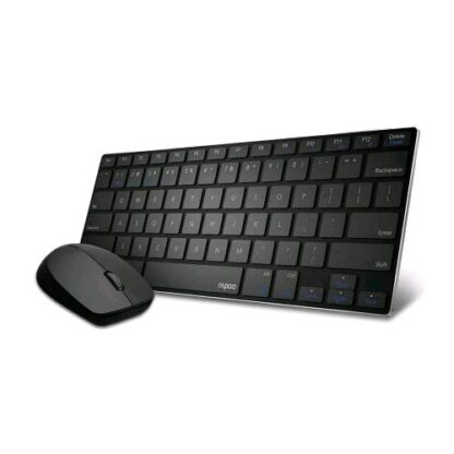 RAPOO 9000M KIT TASTIERA E MOUSE OTTICO WIRELESS BLUETOOTH 2.4 GHz 1.300 DPI DESIGN TASTIERA ULTRASOTTILE BASE IN LEGA DI ALLUMINIO BLACK