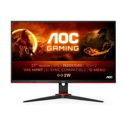 AOC 27G2SPAE 27" GAMING LED IPS FULL HD 16:9 165Hz 1MS FREESYNC VGA HDMI DISPLAYPORT ALTOPARLANTI INCORPORATI NERO ROSSO