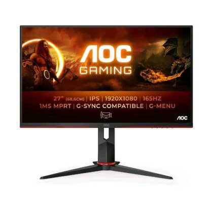 AOC 27G2SPU/BK 27" GAMING LED IPS FULL HD 16:9 165HZ 1MS FREESYNC PREMIUM HUB USB 3.2 VGA HDMI DISPLAYPORT ALTOPARLANTI INCORPORATI NERO ROSSO