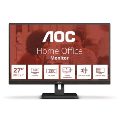 AOC Q27E3UAM 27" LED IPS QUAD HD 16:9 75HZ 4MS ADAPTIVESYNC LOW BLUE HUB USB HDMI DISPLAYPORT ALTOPARLANTI INCORPORATI NERO