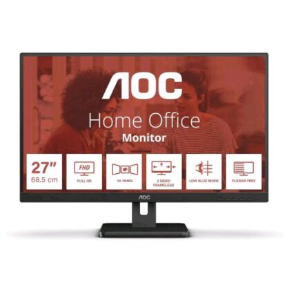 AOC 27E3UM 27" LED FULL HD 16:9 75HZ 4MS ADAPTIVESYNC LOW BLUE HUB USB VGA HDMI DISPLAYPORT ALTOPARLANTI INCORPORATI NERO