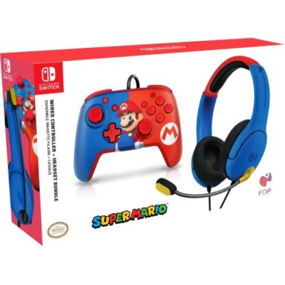 PDP NINTENDO SWICTH MARIO BUNDLE CUFFIE WIRED + CONTROLLER SUPER MARIO