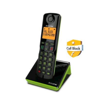 ALCATEL S280 SOLO CORDLESS DECT CON VIVAVOCE 3 TASTI CHIAMATA RAPIDA BLACK/GREEN