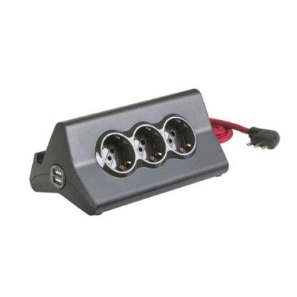 BTICINO S3713GBU HITECH MULTIPRESA DA SCRIVANIA CON 3 PRESE P30 E 2 PRESE USB ANTRACITE 16A 2500W GREY