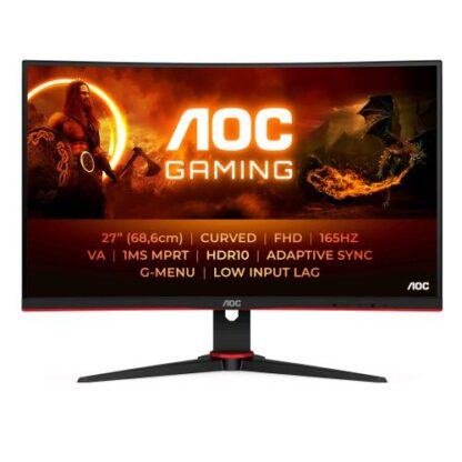 AOC C27G2E/BK 27" LED FULL HD MONITOR GAMING CURVO 165Hz 350 CD/MQ 3000:1 1 ms 2 x HDMI 1 x VGA 1 x DISPLAYPORT NERO/ROSSO