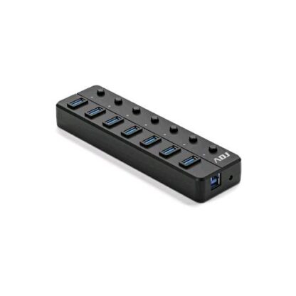 ADJ 143-00024 HUB USB 7 PORTE CON INTERRUTTORI ON/OFF SU SINGOLA PORTA USB-A 3.1 FAST CHARGHING ALIMENTATORE INCLUSO NERO